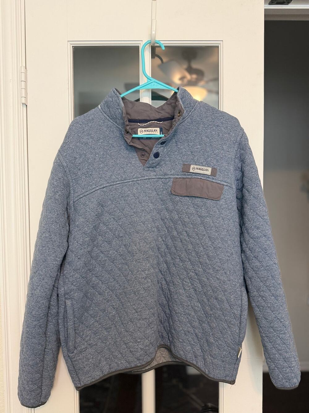 Magellan Outdoors Men’s M Campfire Quilted Cotton Snap Pullover Blue